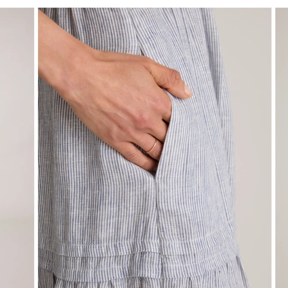 EUC Quince size xs Blue and White Striped Linen Maxi Dress - Picture 7 of 10